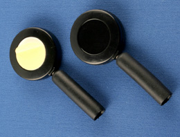 Adhesive Badge Reel with Rubber Tube for attaching pen/pencil