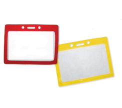 Safety Badge Holder, Horizontal, Red Luminescent Frame, 1 pack of 90