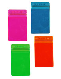 Colored Zipper Badge Holder, Vertical Format - Pack of 100