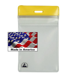 ESD Zipper Badge Holder, Yellow Header, Horizontal