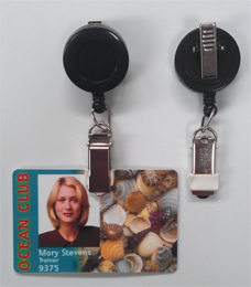 Round Badge Retractor with Card Clamp and Swivel Clip