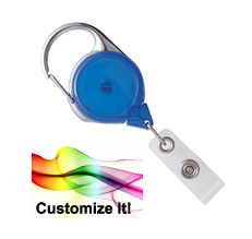 Carabiner ID Reel 704-TR with Vinyl Strap - Translucent Colors