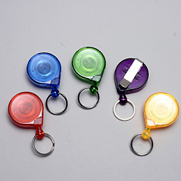 Mini-Bak badge reel, Made in the USA, Slide Back, Key Ring End