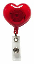 Heart Shaped ID Badge Reel with Vinyl Strap and Slide Back