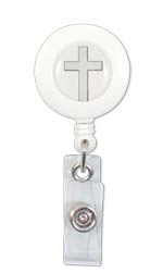 Cross Imprinted Badge Retractor with Vinyl Strap and Slide Clip