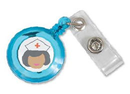 ID Badge Retractor with Nurse Label, Vinyl Strap and Clip Back