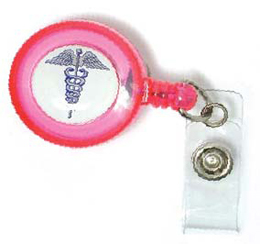 ID Badge Retractor with Caduceus Label, Vinyl Strap and Clip Back