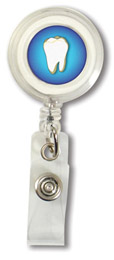 Dental Theme ID Badge Retractor with Tooth Label, Vinyl Strap and Clip
