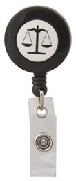 ID Badge Retractor with Scales of Justice, Vinyl Strap and Clip Back