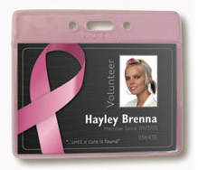 Pink Breast Cancer Awareness Badge Holder- Horizontal