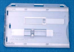 ID Card Dispenser - Holds Two Cards - Horizontal Side Load With Slide Ejector - Frosted Plastic 736-T2 or 1840-6400