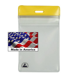 Badge Holder ESD Anti Static - Yellow Stripe, Vertical - 100 Pack 35016